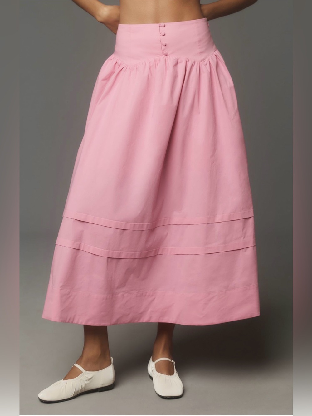 Maeve Button-Waist Midi Skirt